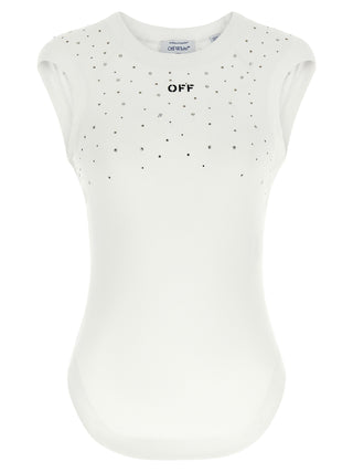 Off-White White Viscose Sleeveles T-Shirt
