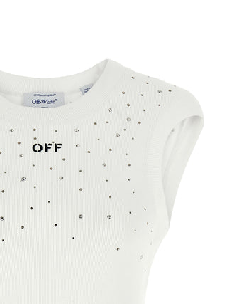 Off-White White Viscose Sleeveles T-Shirt
