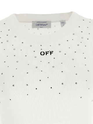 Off-White White Viscose Sleeveles T-Shirt