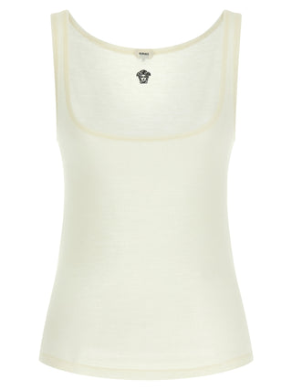 Versace White Virgin Wool Sleeveles T-Shirt