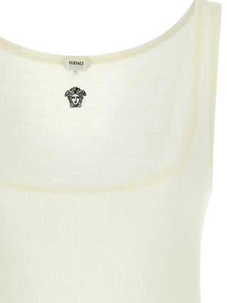 Versace White Virgin Wool Sleeveles T-Shirt