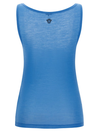 Versace Blue Virgin Wool Tank Tops