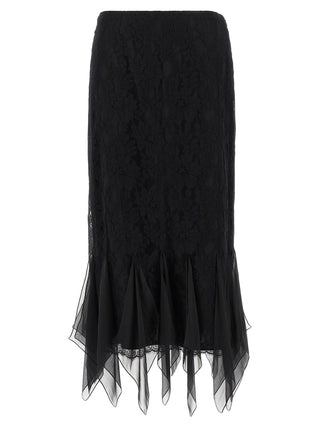Valentino Garavani Black Cotton Midi Skirt