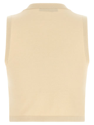 Max Mara Beige Viscose Sleeveles T-Shirt