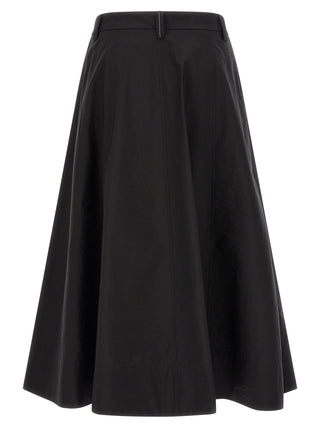 Brunello Cucinelli Black Cotton Midi Skirt