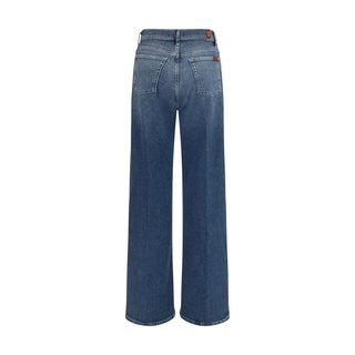 7FOR Blue Cotton Flared Jeans