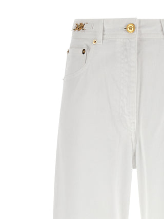 Versace White Cotton Straight-Leg Jeans