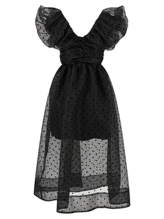 Ganni Black Recycled Polyester Midi Dress