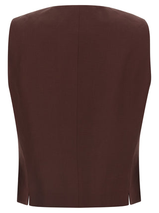 Alberto Biani Brown Viscose Sleeveless Jacket