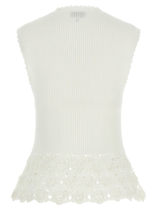 Ganni White Organic Cotton Sleeveless Jacket