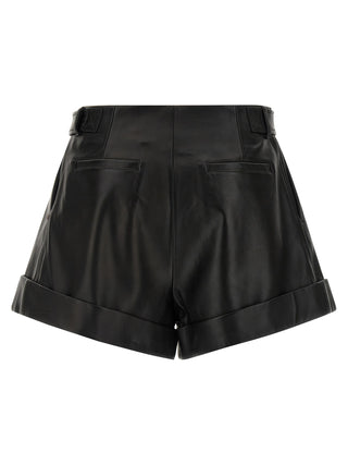 Sportmax Black Lamb Leather Bermuda Shorts