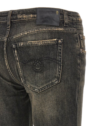 R13 Black Cotton Boyfriend Jeans