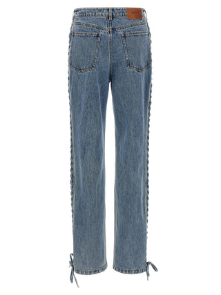 ROTATE BIRGER CHRISTENSEN Blue Cotton Straight-Leg Jeans