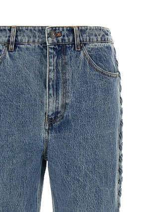 ROTATE BIRGER CHRISTENSEN Blue Cotton Straight-Leg Jeans