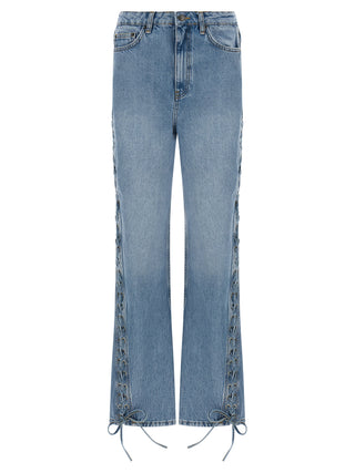 ROTATE BIRGER CHRISTENSEN Blue Cotton Straight-Leg Jeans