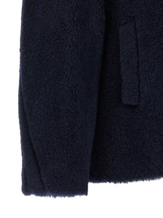 Max Mara Blue Alpaca Leather Coat