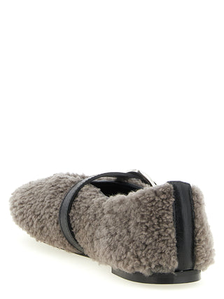 KATE CATE Gray Calfskin Ballet Flats