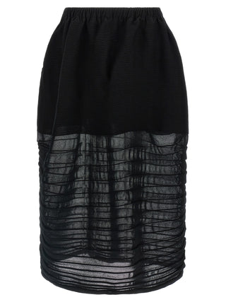 Issey Miyake Black Polyester Midi Skirt