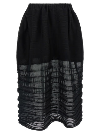 Issey Miyake Black Polyester Midi Skirt