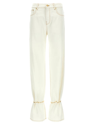 Darkpark White Cotton Straight-Leg Jeans