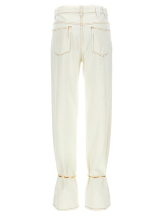 Darkpark White Cotton Straight-Leg Jeans