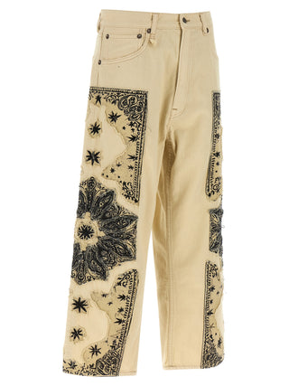 R13 Beige Cotton Straight-Leg Jeans