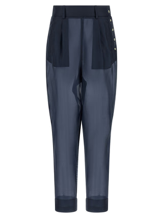 MAISON JEJIA Blue Silk Casual Pants