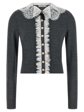 Self-Portrait Gray Wool Cardigan