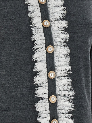 Self-Portrait Gray Wool Cardigan
