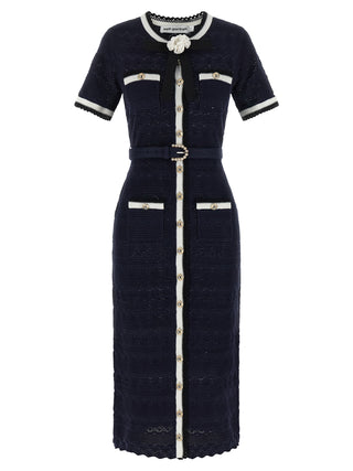 Self-Portrait Blue Cotton Midi Dress