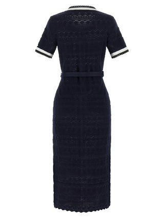 Self-Portrait Blue Cotton Midi Dress