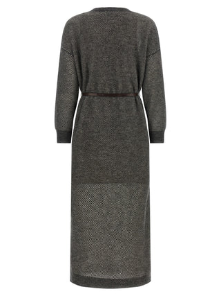 Brunello Cucinelli Gray Wool Midi Dress