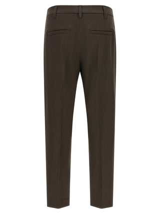 Brunello Cucinelli Brown Virgin Wool Dress Pants