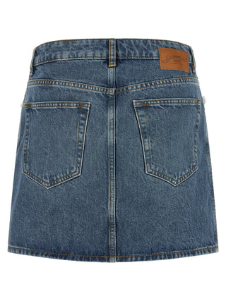 Ganni Blue Cotton Long Skirt