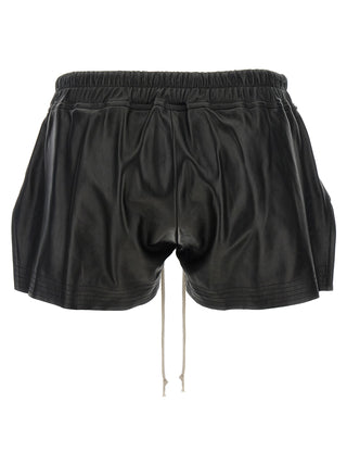Rick Owens Black Lamb Leather Bermuda Shorts