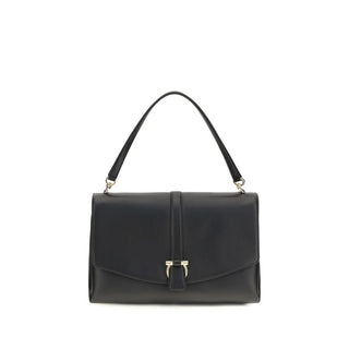 Ferragamo Black Calf Leather Bos Taurus Shoulder Bag