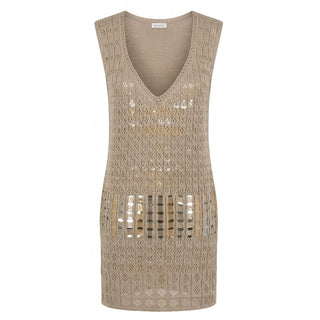 Malo Beige Cotton Women Dress