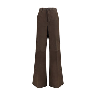 Rick Owens Brown Calf Leather Bos Taurus Casual Pants