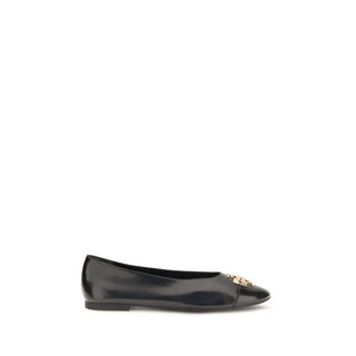 Tory Burch Black Calf Leather Bos Taurus Ballet Flats