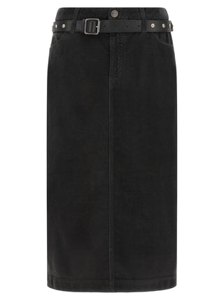 PINKO Black Cotton Midi Skirt