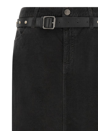 PINKO Black Cotton Midi Skirt