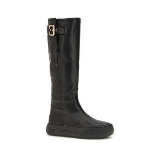 Chloé Black Calf Leather Bos Taurus Flat Boots