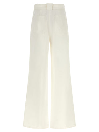 Max Mara White Cotton Flared Pants