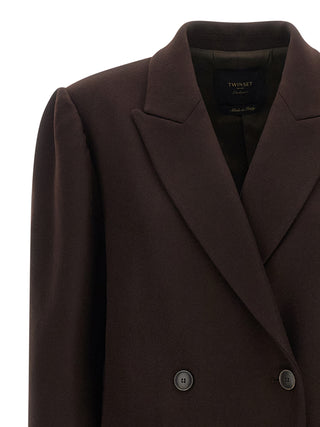 Twinset Brown Wool Coat