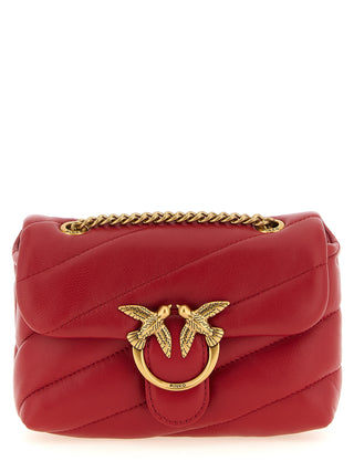 PINKO Red Lamb Leather Crossbody Bag
