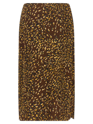 Twinset Brown Viscose Midi Skirt