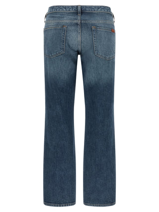 7 For All Mankind Blue Cotton Tapered Jeans