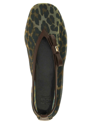 Ganni Brown Nylon Ballet Flats