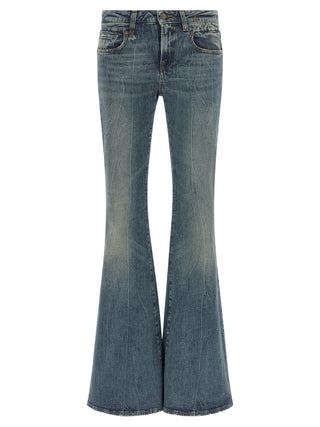 R13 Blue Cotton Flared Jeans