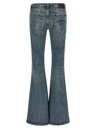 R13 Blue Cotton Flared Jeans